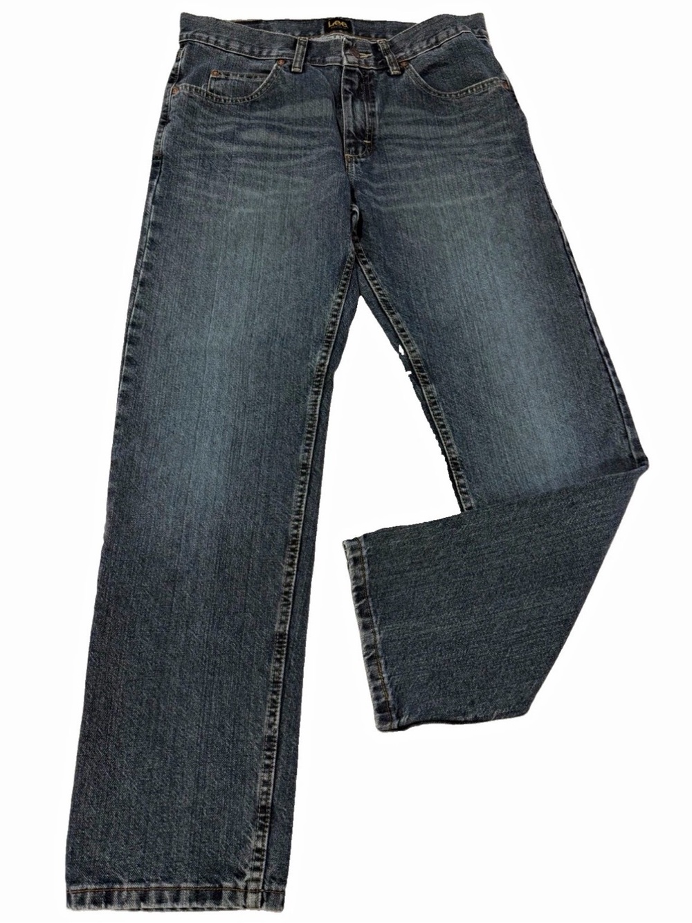 Lee Men's Regular Fit Blue Denim Jeans Straight Leg Mid Rise 5-Pocket 31x30